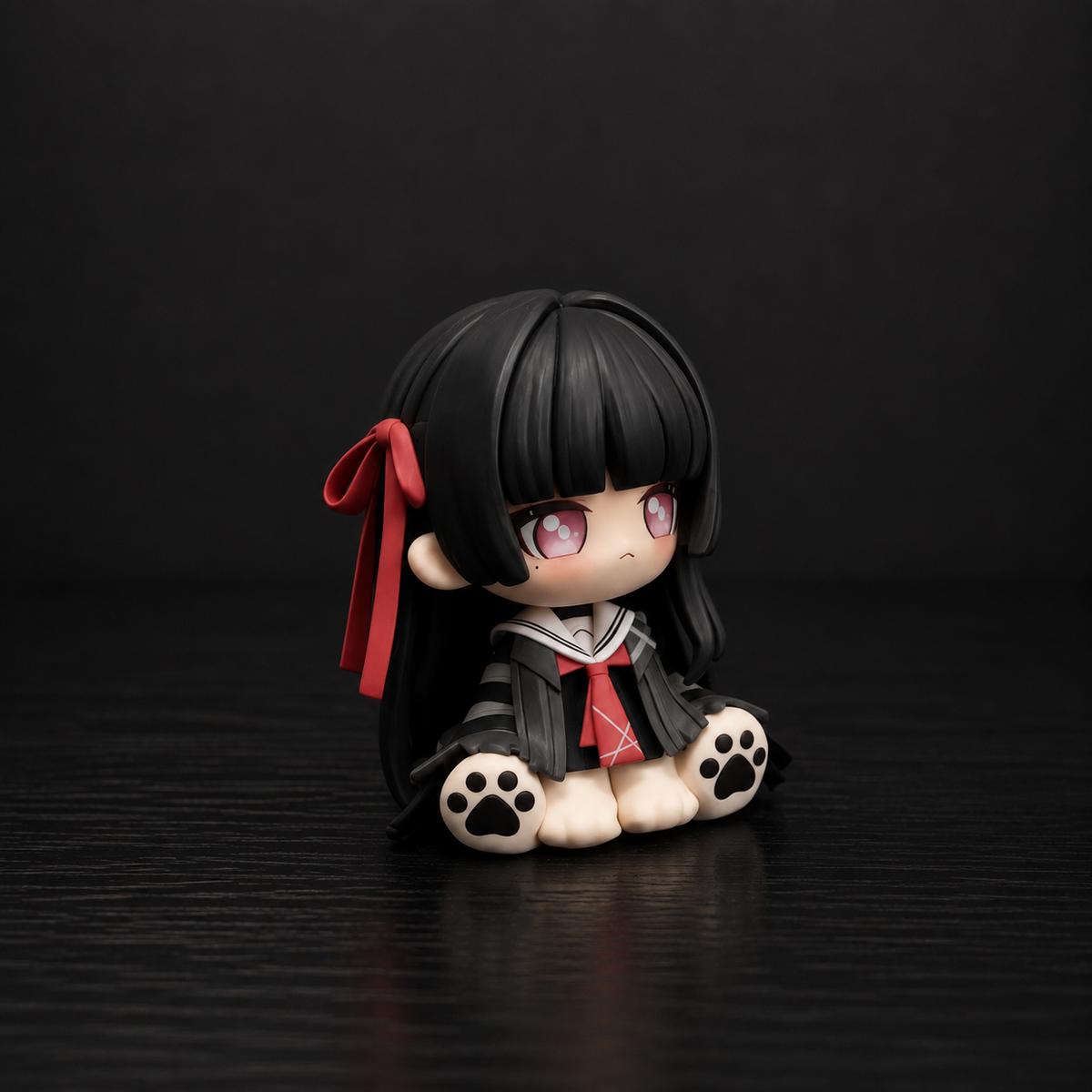 Chisa chibi sitting anime figure 5cm Wuthering Waves cute mini PVC collectible on desk display