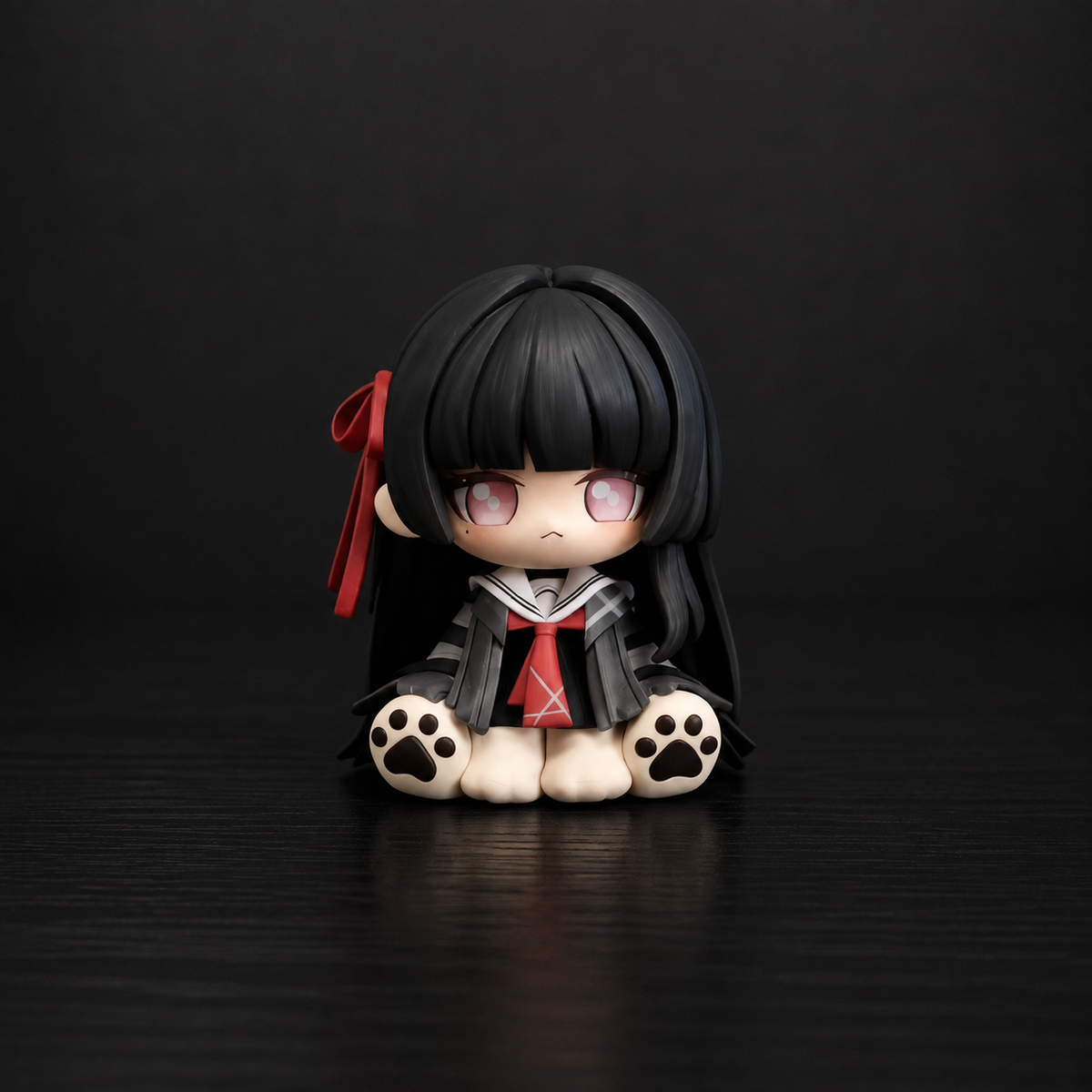 Chisa chibi sitting anime figure 5cm Wuthering Waves cute mini PVC collectible on desk display