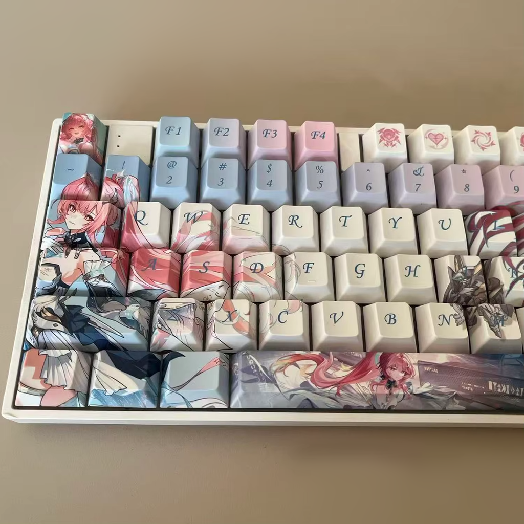 Aemeath Wuthering Waves PBT Keycaps – 122 Keys Anime Mechanical Keyboard Set (Dye-Sub)