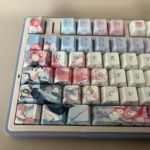 Aemeath Wuthering Waves PBT Keycaps – 122 Keys Anime Mechanical Keyboard Set (Dye-Sub)