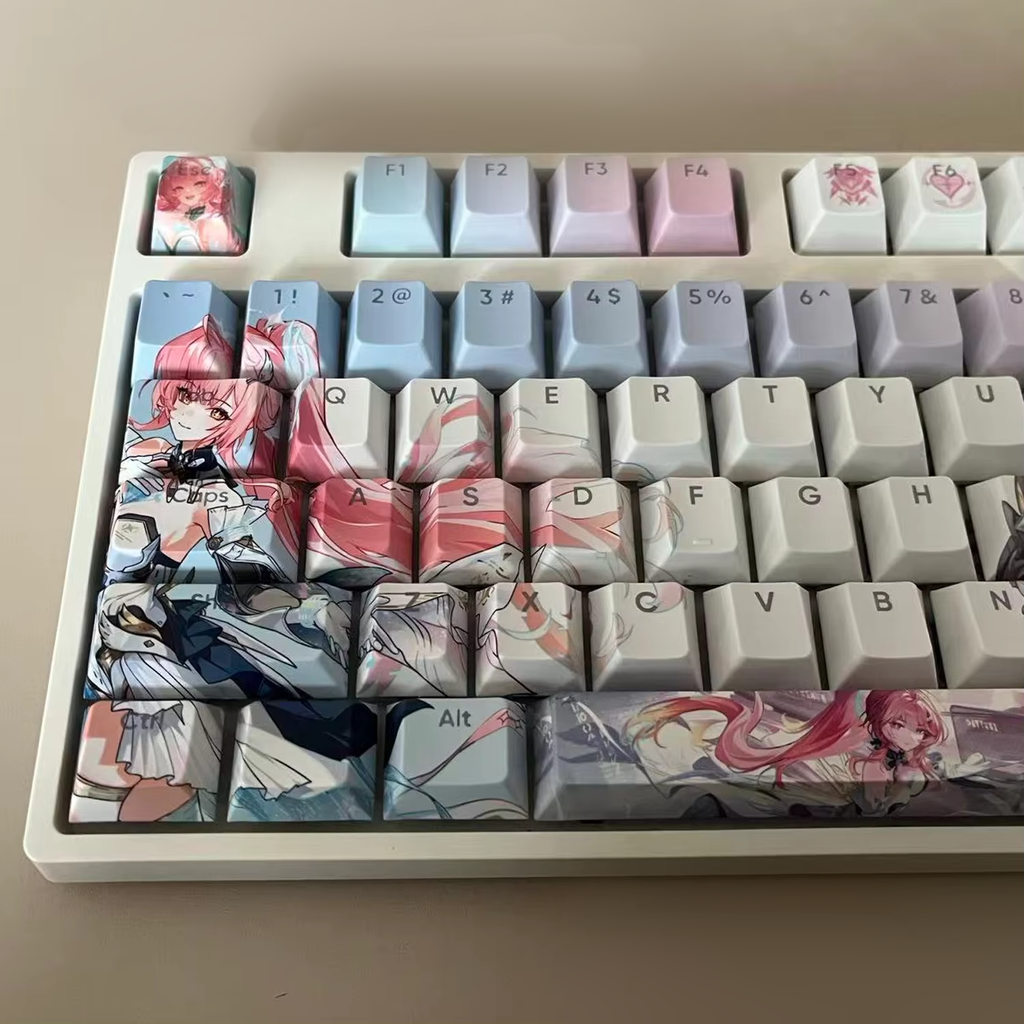 Aemeath Wuthering Waves PBT Keycaps – 122 Keys Anime Mechanical Keyboard Set (Dye-Sub)