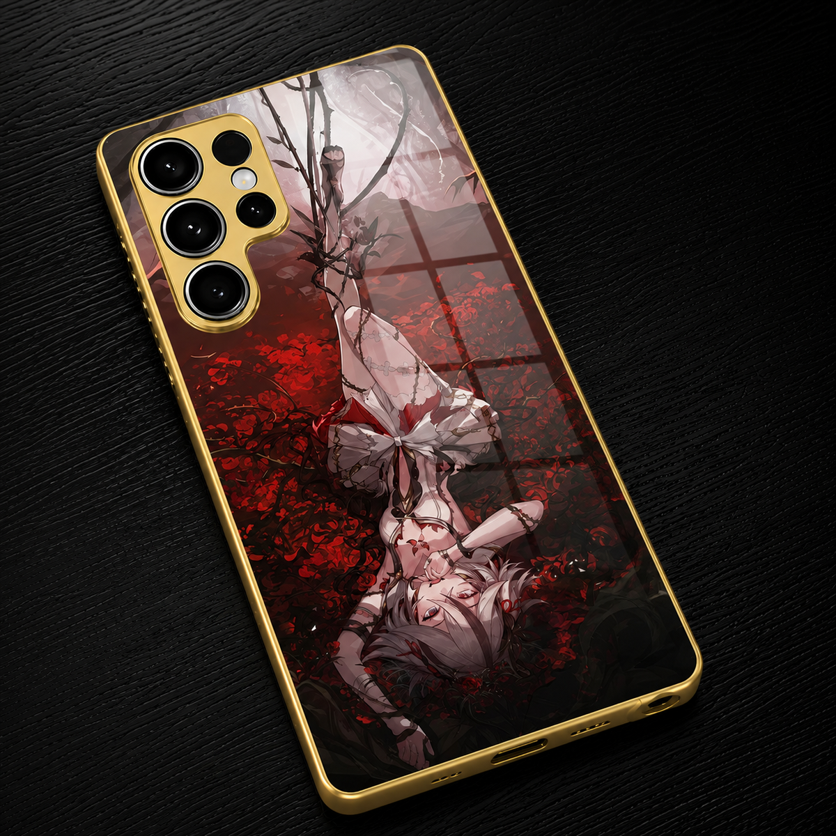 Camellya Wuthering Waves Samsung phone case gold plated glass