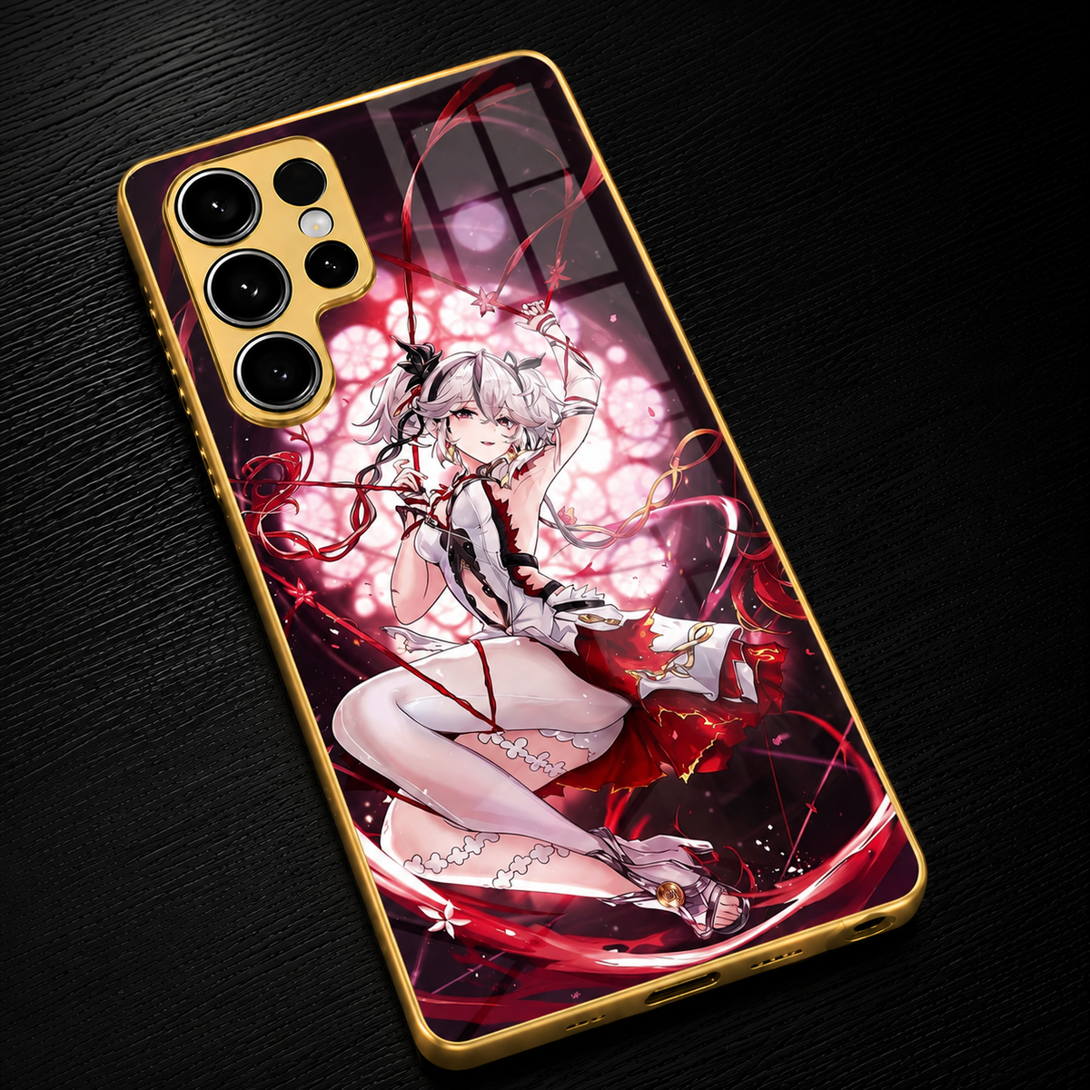 Camellya Wuthering Waves Samsung phone case gold plated glass