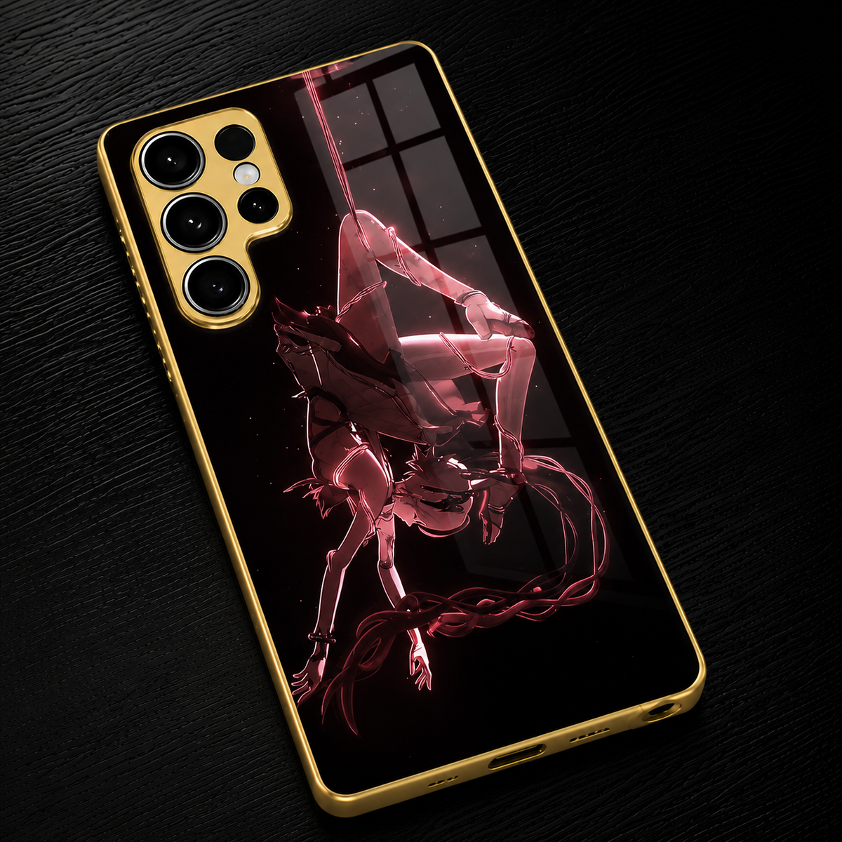 Camellya Wuthering Waves Samsung phone case gold plated glass