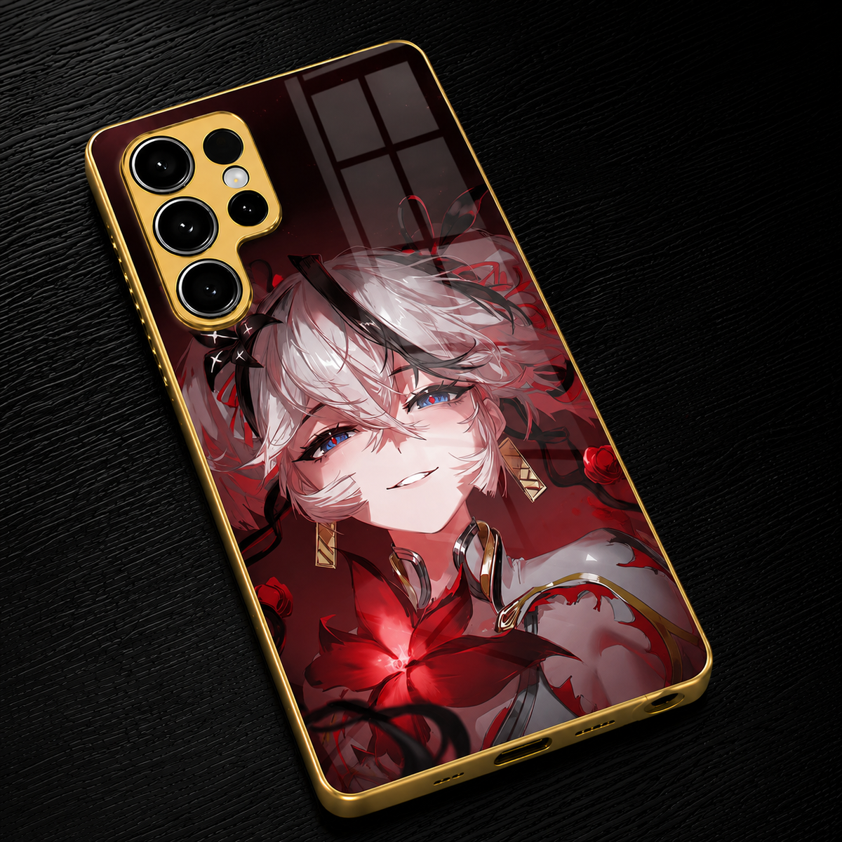 Camellya Wuthering Waves Samsung phone case gold plated glass