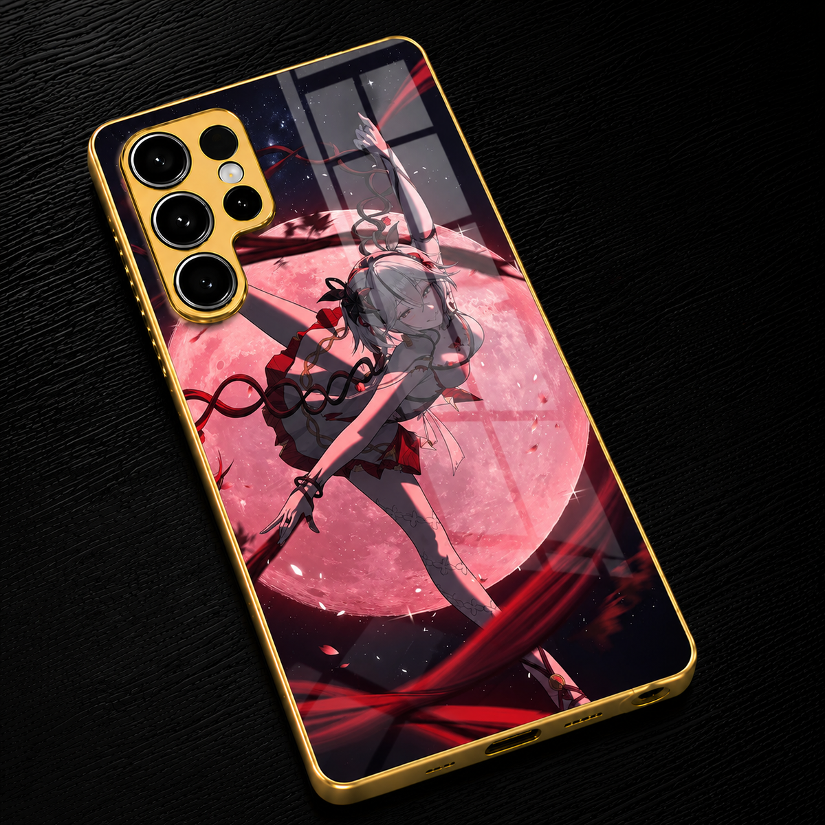 Camellya Wuthering Waves Samsung phone case gold plated glass
