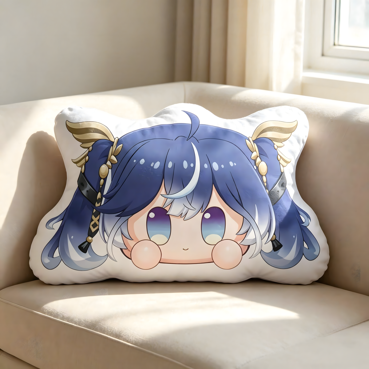 Wuthering Waves Chibi Anime Pillow – Irregular Shaped Cushion, Cute Plush Throw Pillow for Sofa, Bed & Gaming Setup
