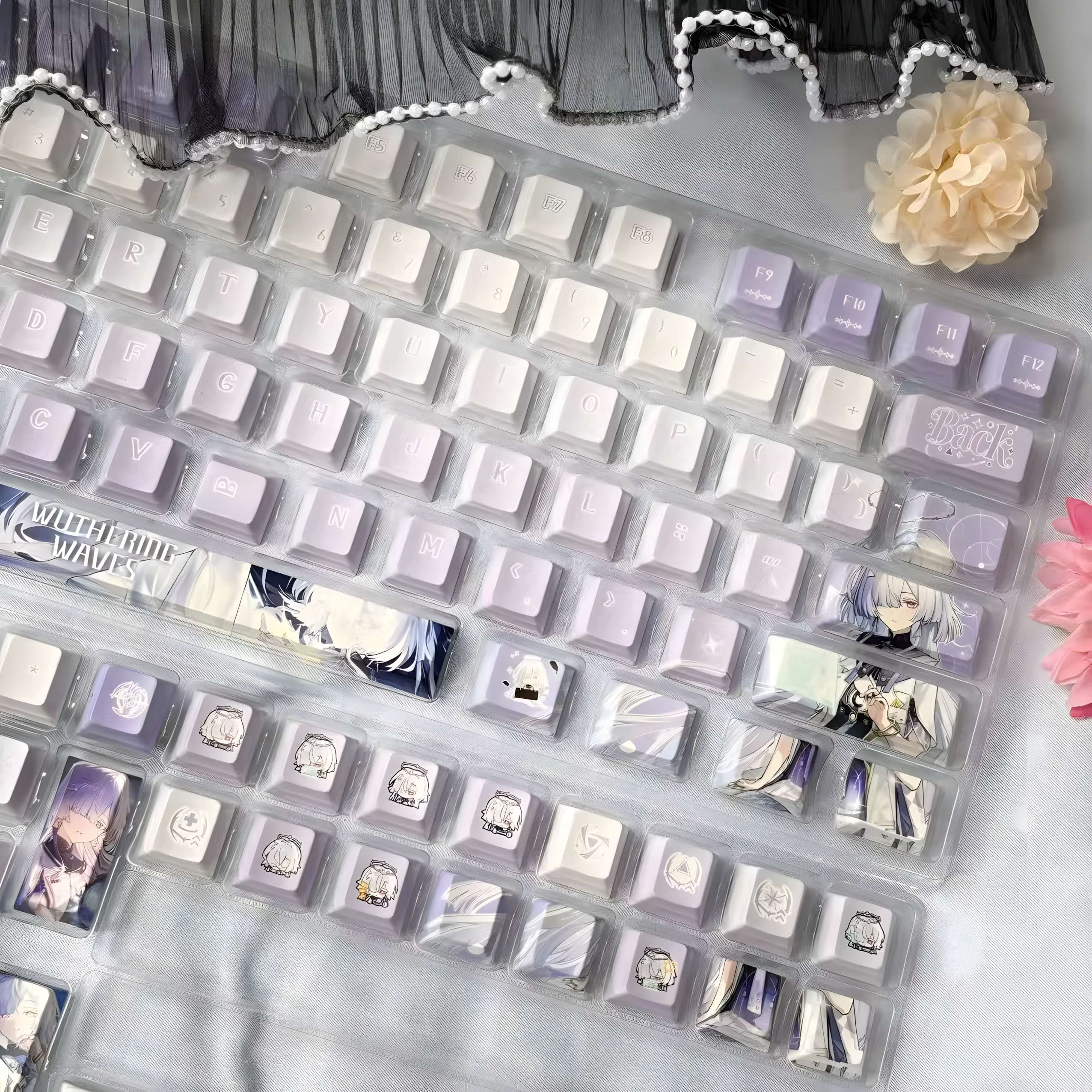 Lynae / Mornye / Chisa Wuthering Waves Keycaps Set – 122 Keys PBT Cherry Profile (Anime Keyboard Upgrade)
