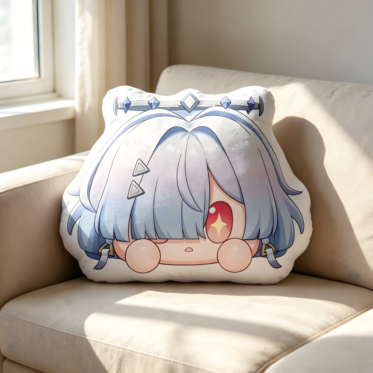 Wuthering Waves Chibi Anime Pillow – Irregular Shaped Cushion, Cute Plush Throw Pillow for Sofa, Bed & Gaming Setup