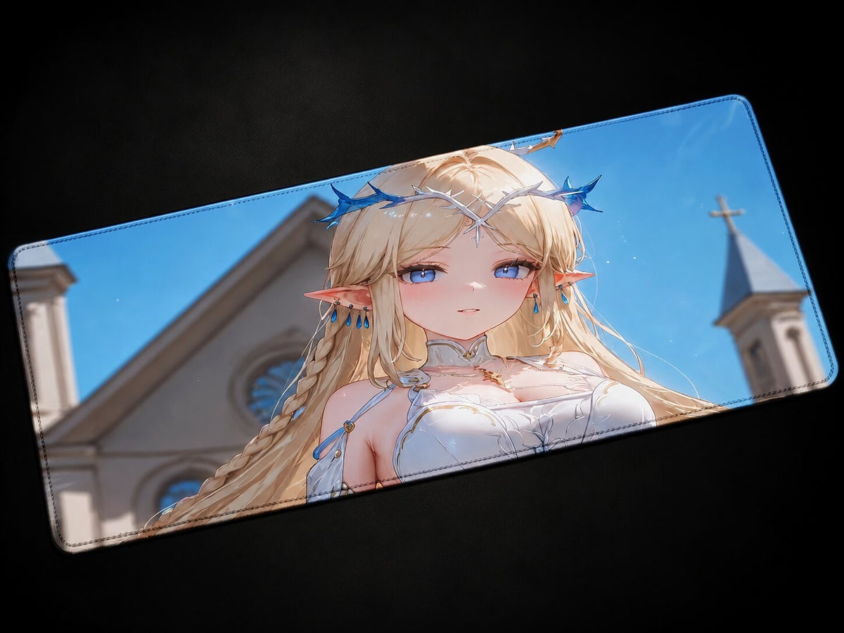 Cartethyia Wuthering Waves anime desk mat with blue aesthetic design XXL gaming mousepad keyboard pad for desk setup
