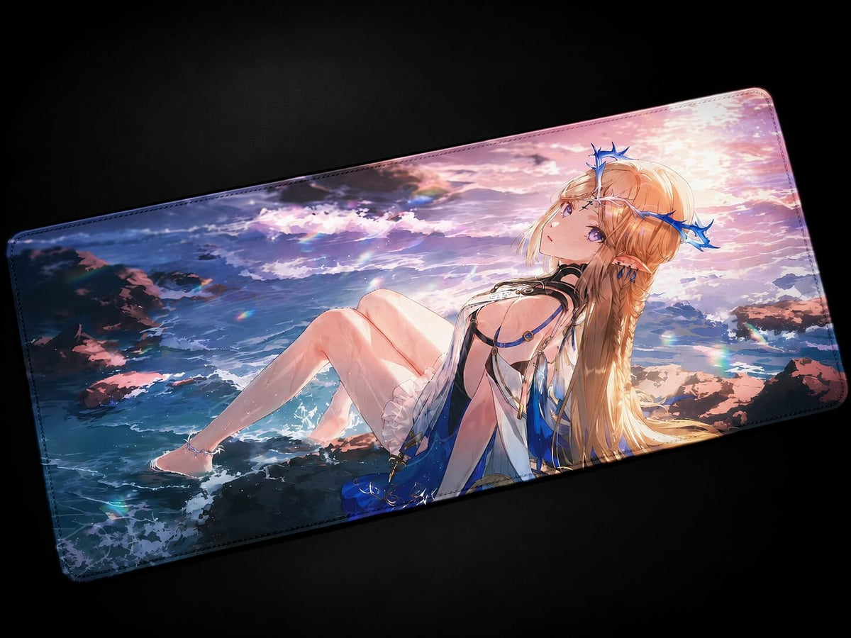 Cartethyia Wuthering Waves anime desk mat with blue aesthetic design XXL gaming mousepad keyboard pad for desk setup