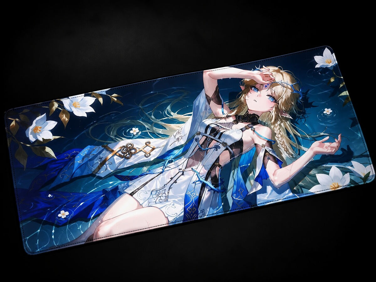 Cartethyia Wuthering Waves anime desk mat with blue aesthetic design XXL gaming mousepad keyboard pad for desk setup