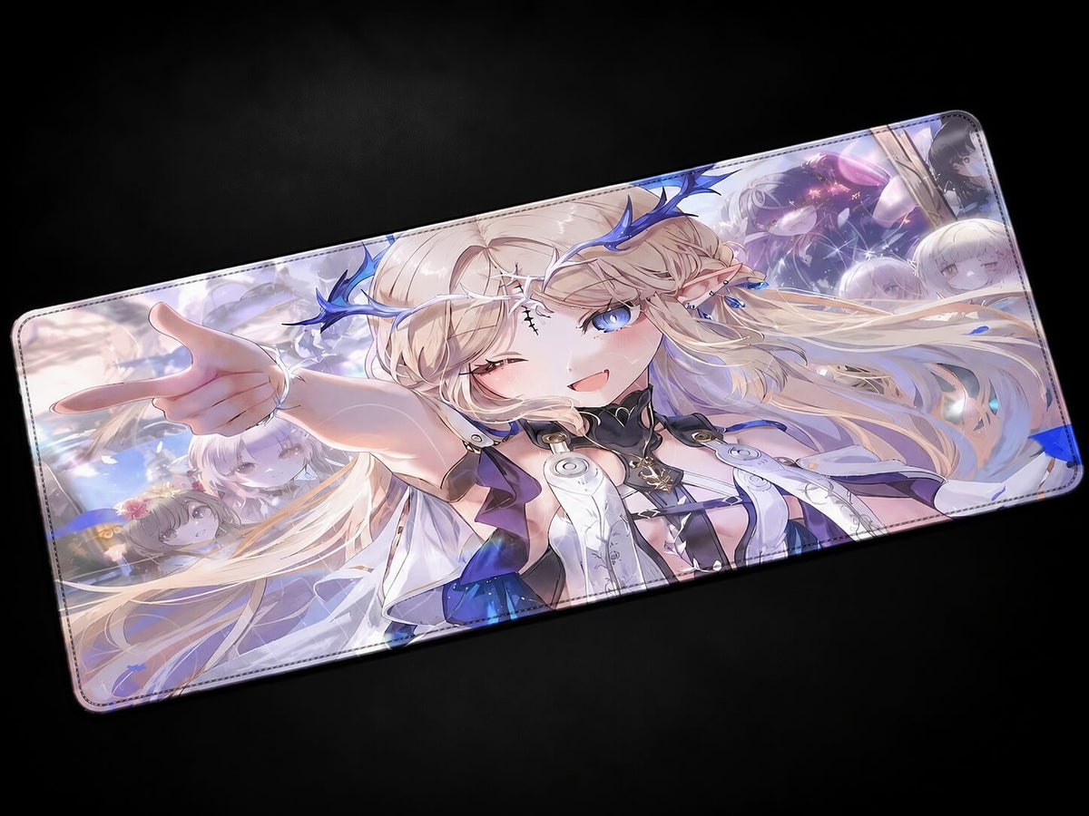 Cartethyia Wuthering Waves anime desk mat with blue aesthetic design XXL gaming mousepad keyboard pad for desk setup