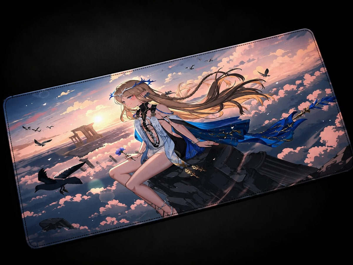 Cartethyia Wuthering Waves anime desk mat with blue aesthetic design XXL gaming mousepad keyboard pad for desk setup