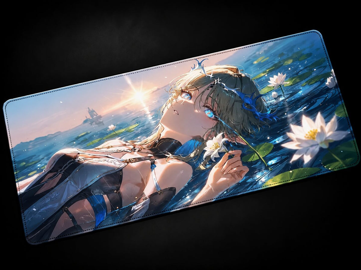 Cartethyia Wuthering Waves anime desk mat with blue aesthetic design XXL gaming mousepad keyboard pad for desk setup
