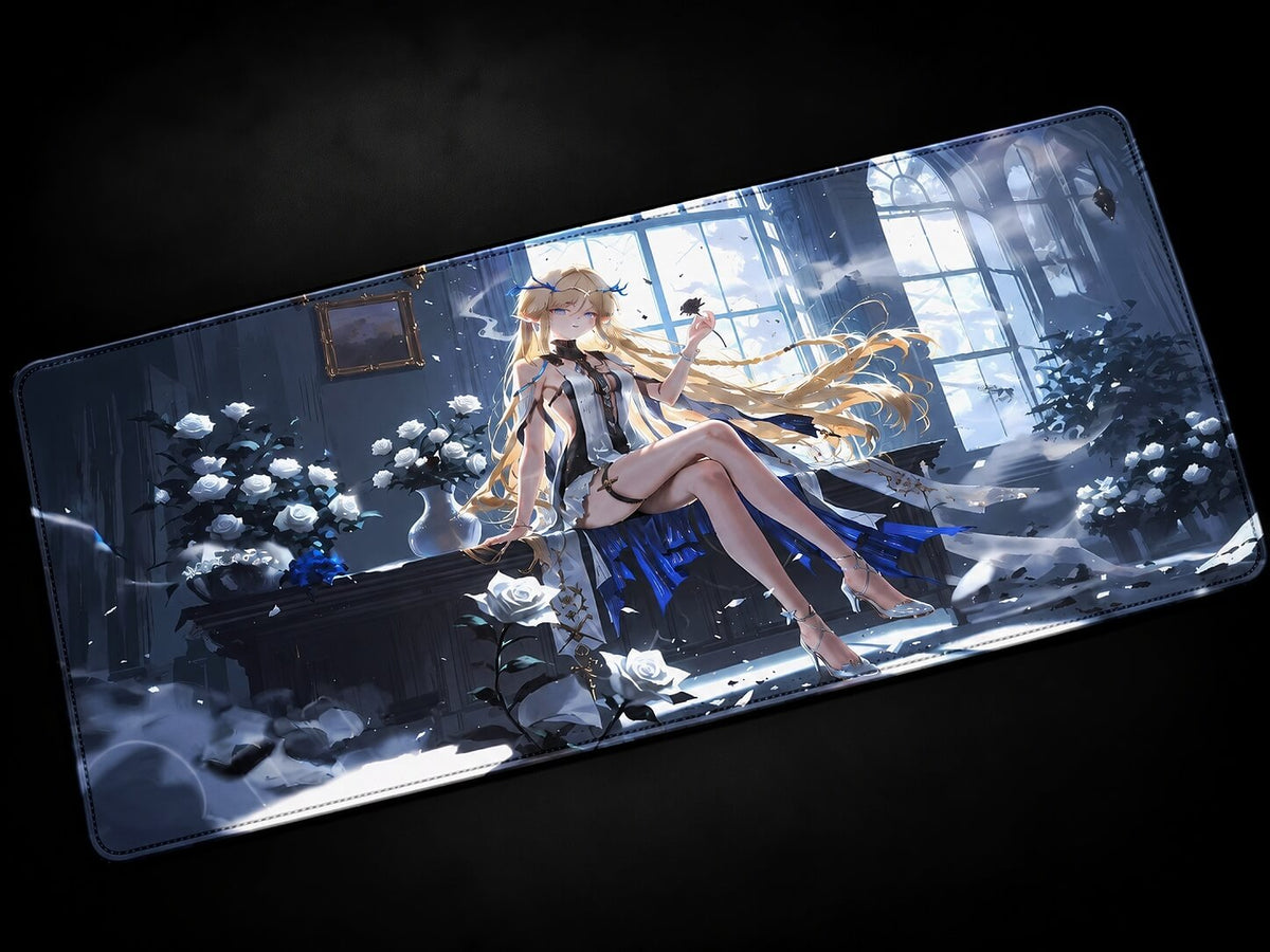 Cartethyia Wuthering Waves anime desk mat with blue aesthetic design XXL gaming mousepad keyboard pad for desk setup