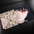Chisa Wuthering Waves anime desk mat with black red and white artwork, XXL gaming mousepad and keyboard pad