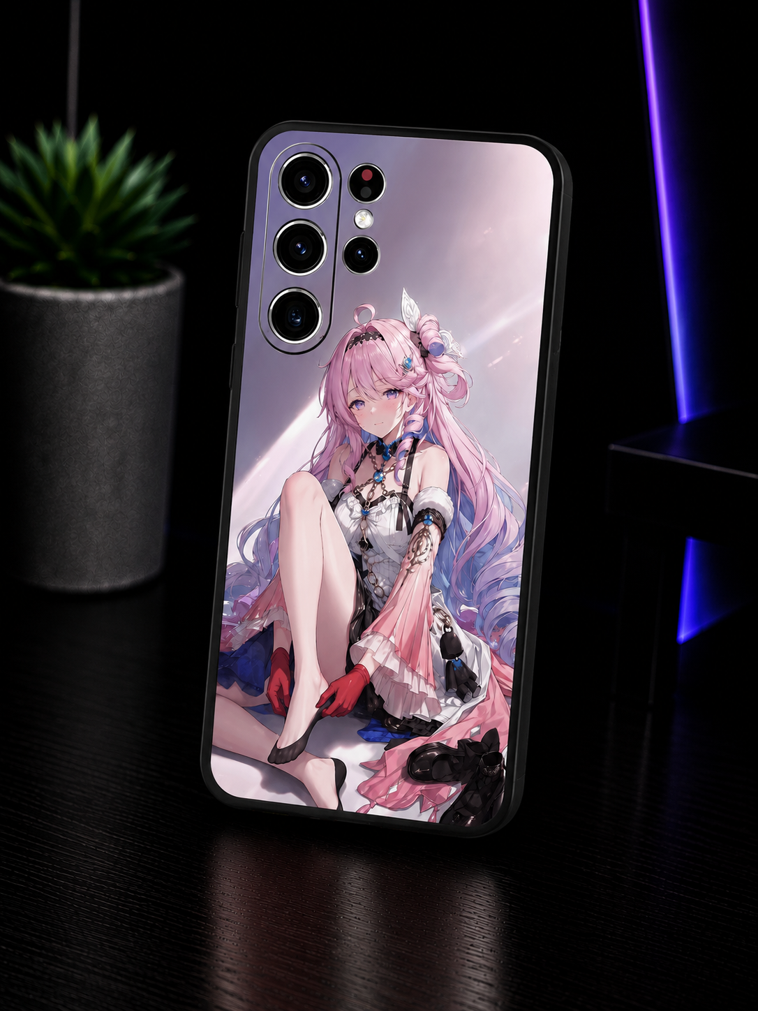 Wuthering Waves Denia anime phone case for Samsung Galaxy with purple aesthetic design