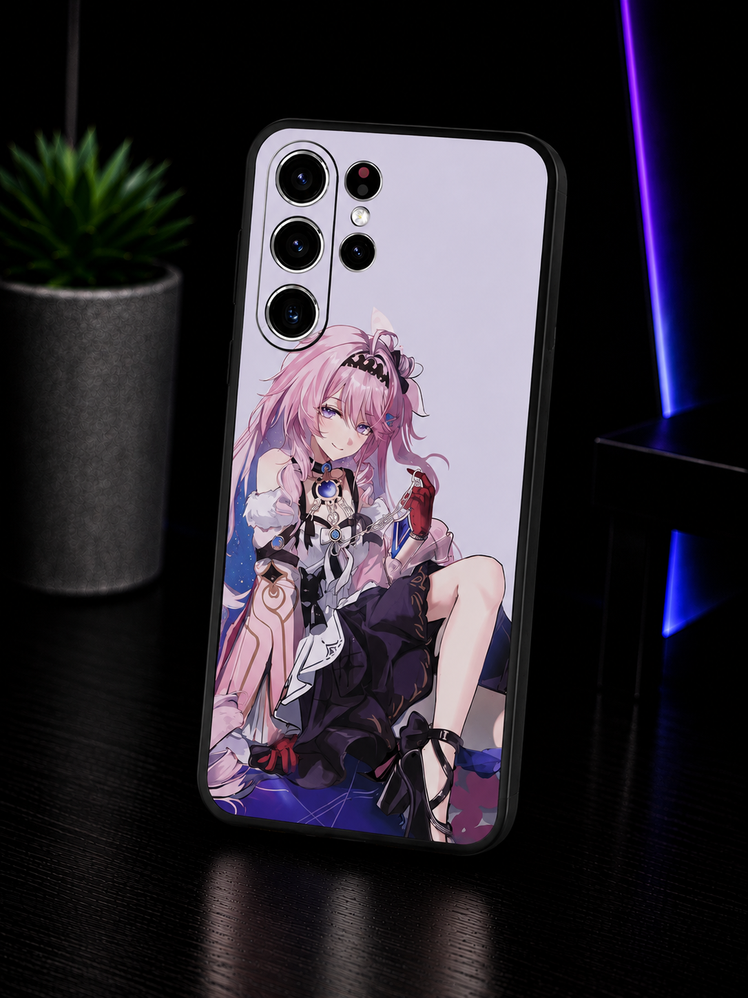 Wuthering Waves Denia anime phone case for Samsung Galaxy with purple aesthetic design