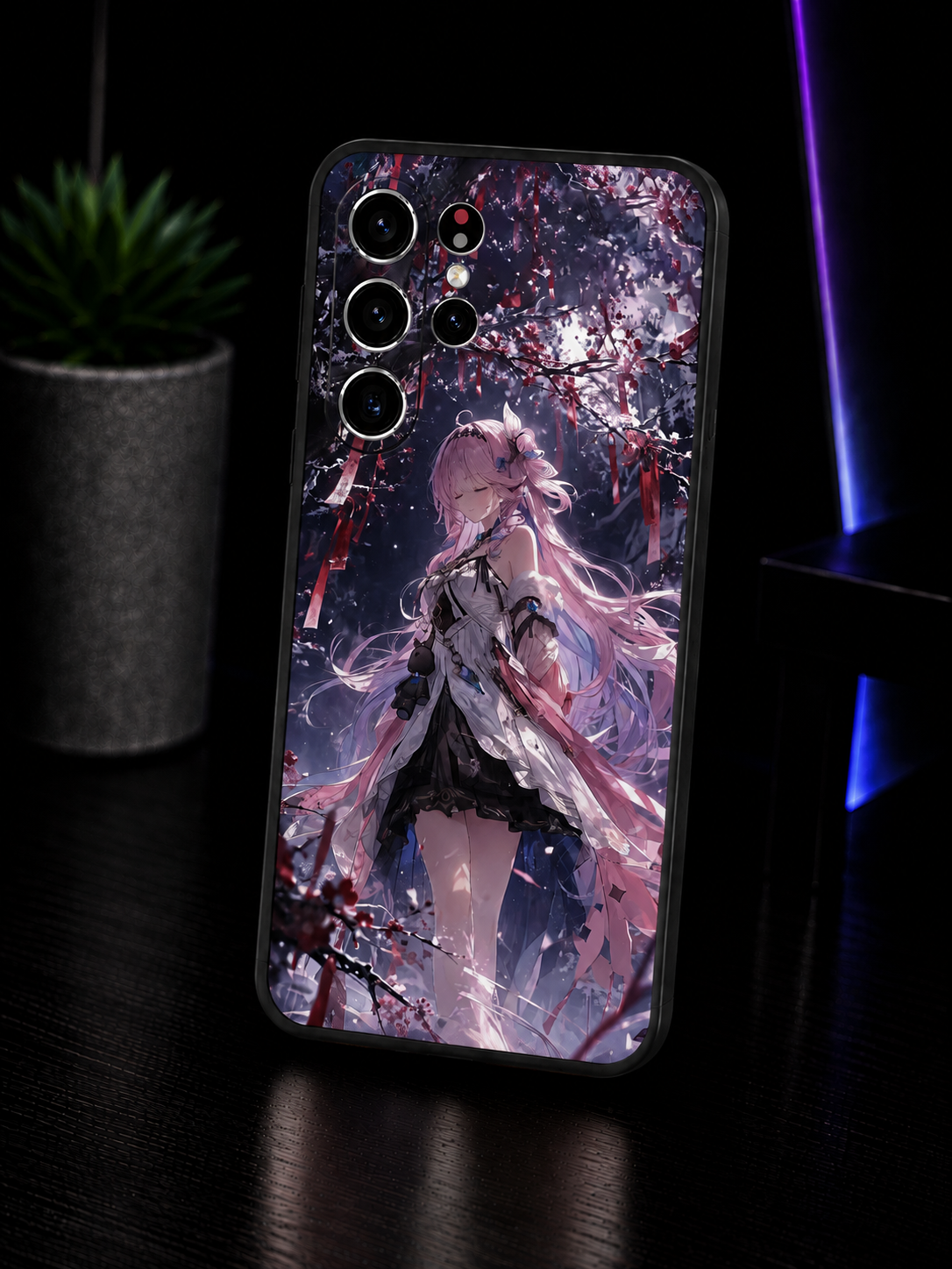 Wuthering Waves Denia anime phone case for Samsung Galaxy with purple aesthetic design