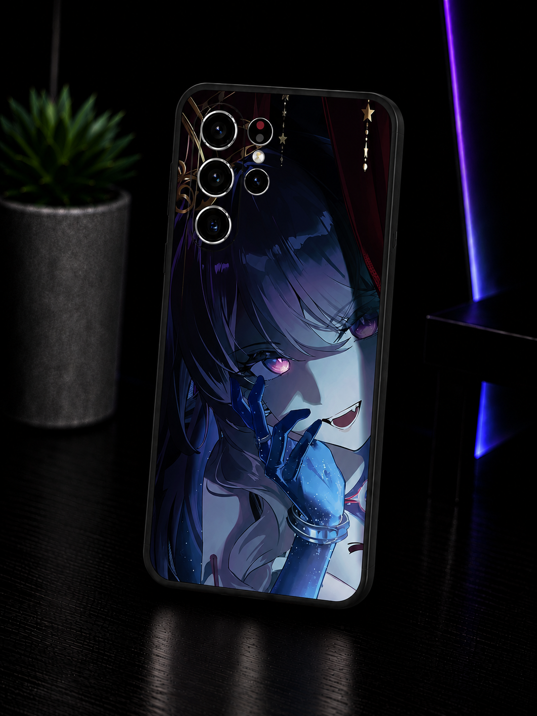 Wuthering Waves Denia anime phone case for Samsung Galaxy with purple aesthetic design