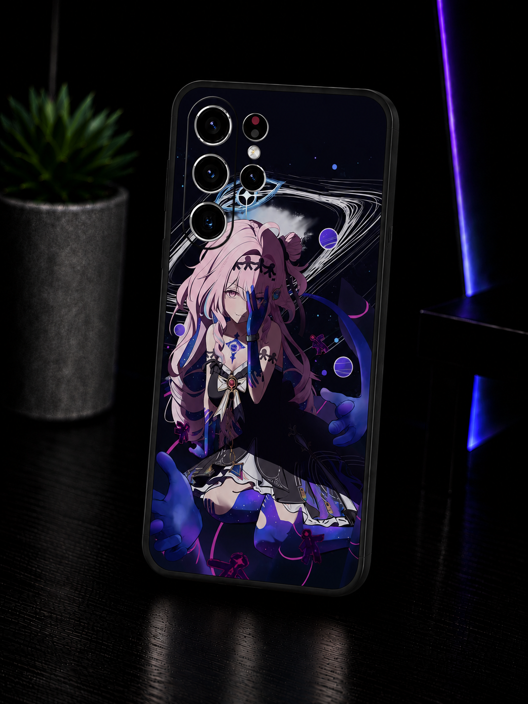 Wuthering Waves Denia anime phone case for Samsung Galaxy with purple aesthetic design
