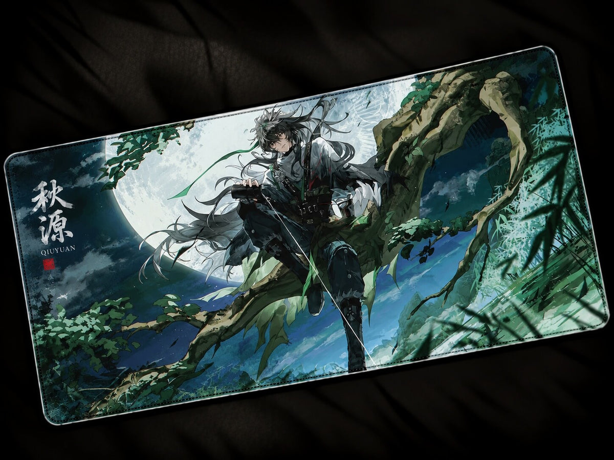 Wuthering Waves Qiuyuan gaming desk mat with scenic fantasy artwork
