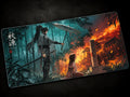 Qiuyuan Wuthering Waves anime desk mat with green artwork, large gaming mousepad and keyboard pad for PC desk setup